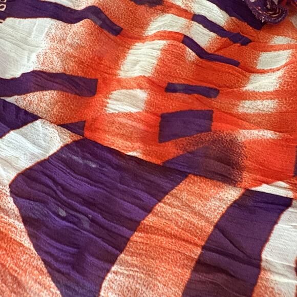 Y2K EURO Ruffle Crinkle Sheer Cami Top Abstract Boho Resort Coastal Indie - Picture 6 of 9